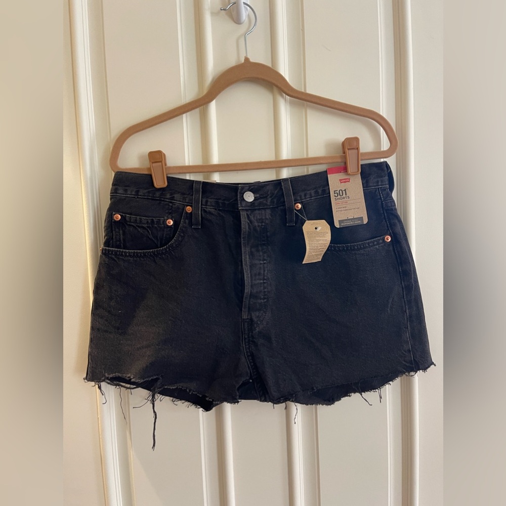 Levi 501 black denim shorts size 31